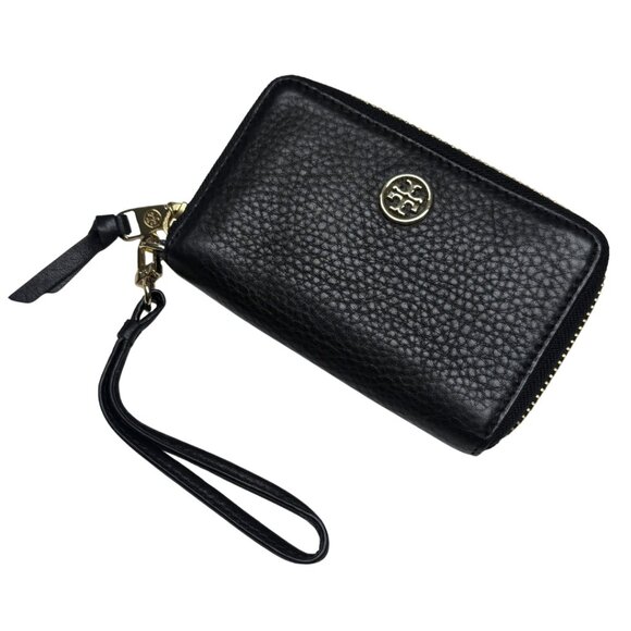 Tory Burch Robinson Pebbled Leather Wristlet Wallet – Like New, Black - Picture 3 of 11